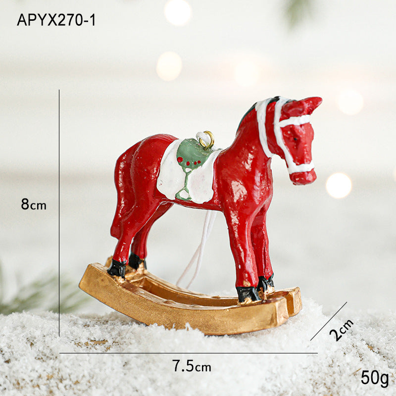 Christmas Tree Ornaments: Vintage Rocking Horse Trio