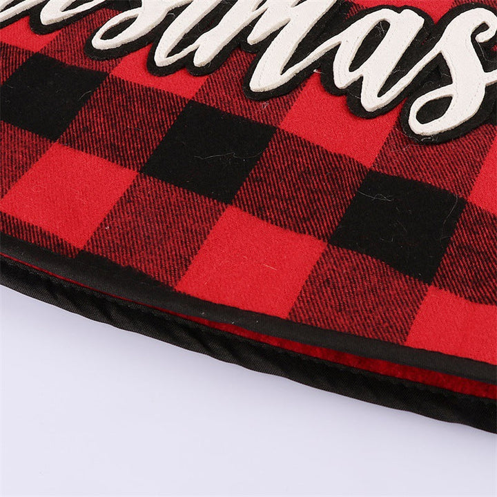 Christmas Tree Skirt With Merry Christmas Buffalo Check