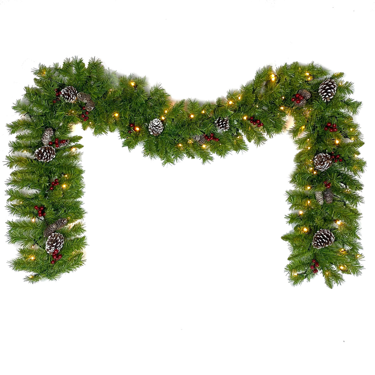 Lit Christmas Entrance Tree Set with Wreath and Garland