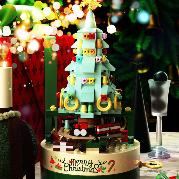Christmas Tree Building Set Rotating Tabletop Decor
