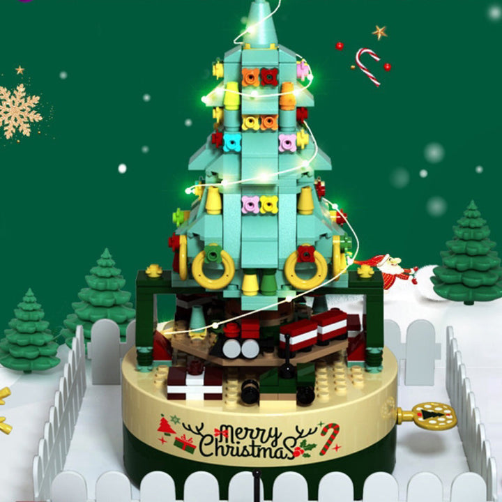 Christmas Tree Building Set Rotating Tabletop Decor