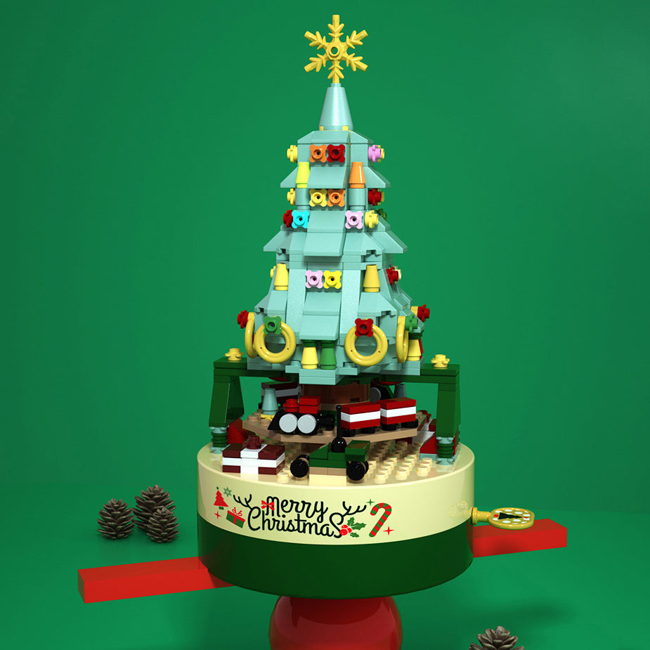 Christmas Tree Building Set Rotating Tabletop Decor