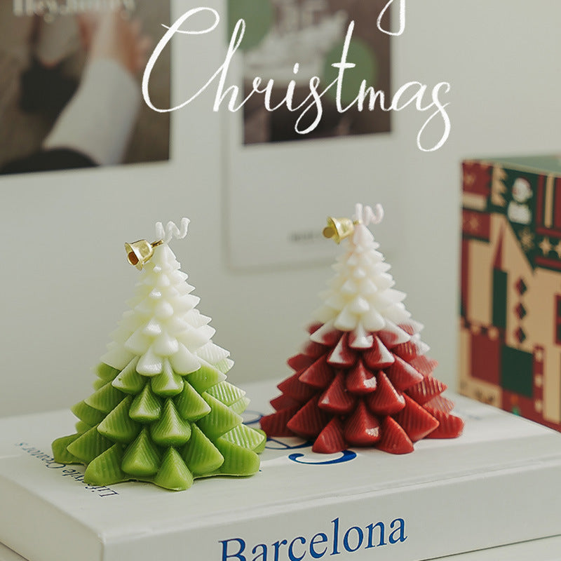 Christmas Tree Candle - Handmade Holiday Table Decor