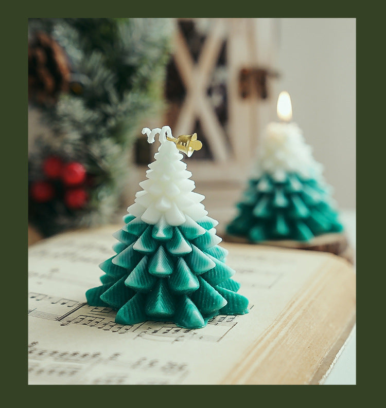 Christmas Tree Candle - Handmade Holiday Table Decor