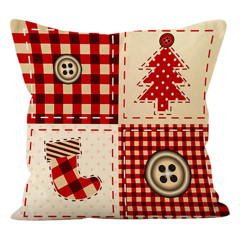 Christmas Pillow Cover - Rustic Patchwork Holiday Decor