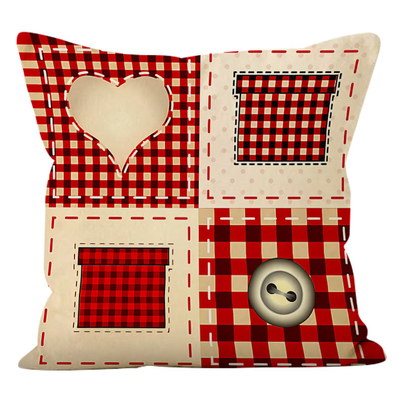 Christmas Pillow Cover - Rustic Patchwork Holiday Decor