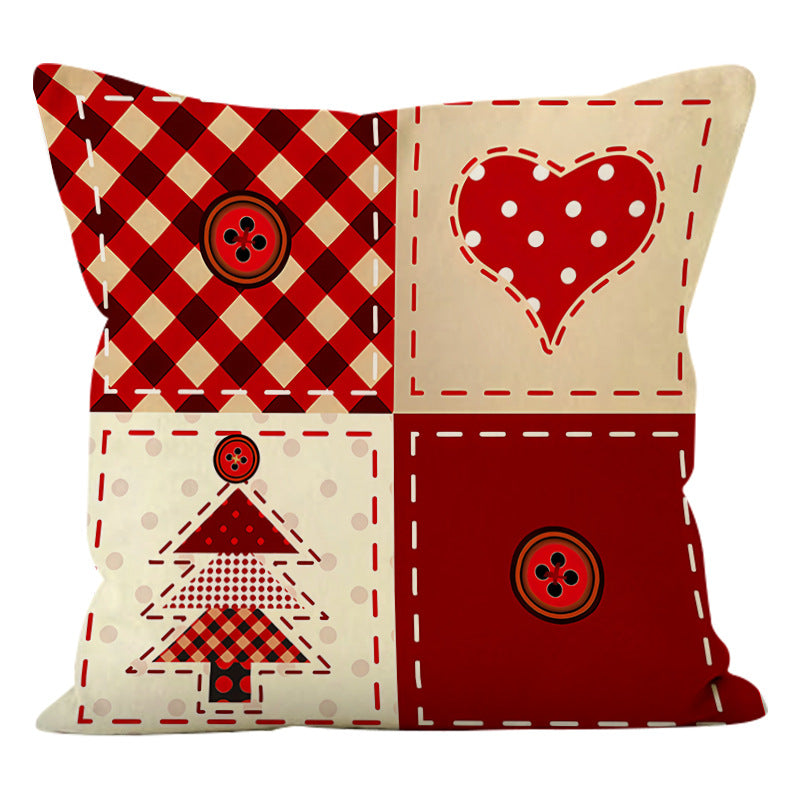 Christmas Pillow Cover - Rustic Patchwork Holiday Decor