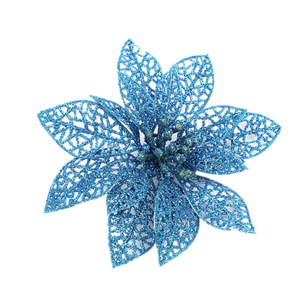Sparkling Poinsettia Christmas Tree Ornaments Collection