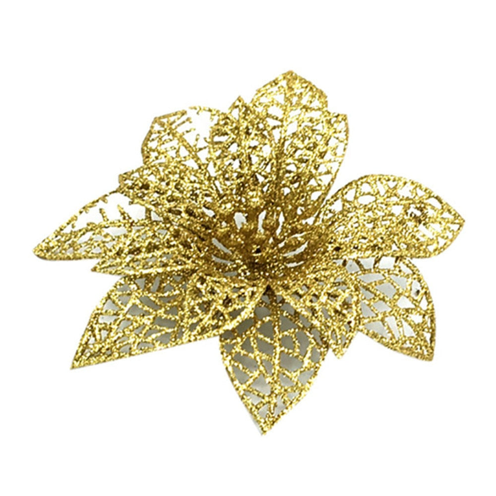 Sparkling Poinsettia Christmas Tree Ornaments Collection