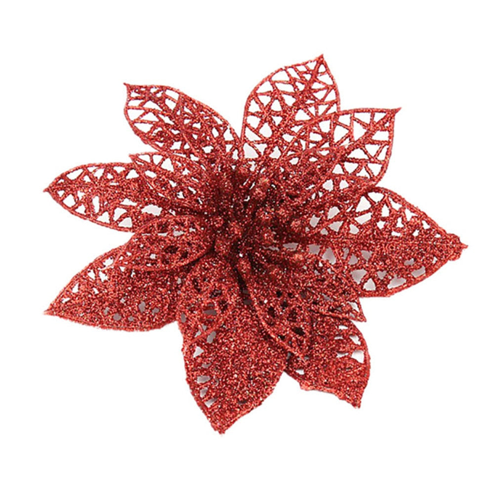 Sparkling Poinsettia Christmas Tree Ornaments Collection