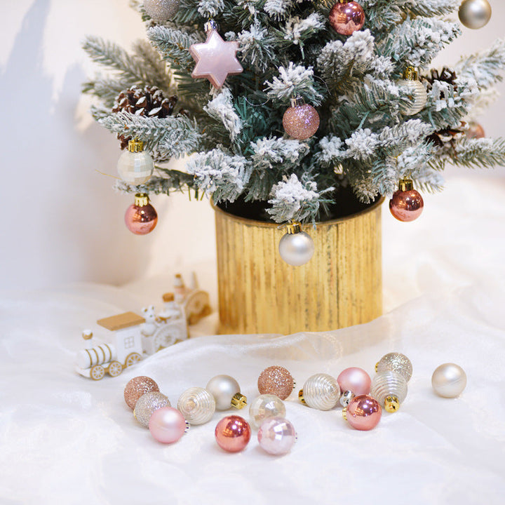 3cm Christmas Tree Ornaments In Light Gold & Rose Gold