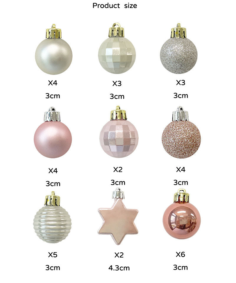 3cm Christmas Tree Ornaments In Light Gold & Rose Gold