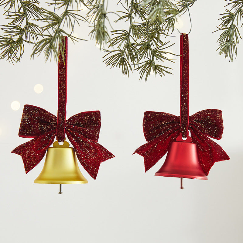Christmas Tree Bell Bow Ornaments | Red & Gold Decor