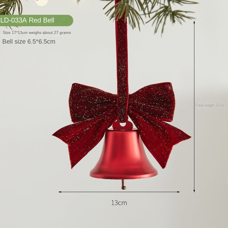 Christmas Tree Bell Bow Ornaments | Red & Gold Decor