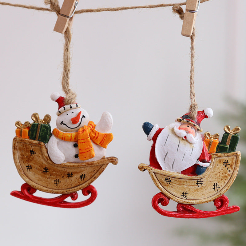 Christmas Tree Ornaments | Hand-Painted Sleigh Decor