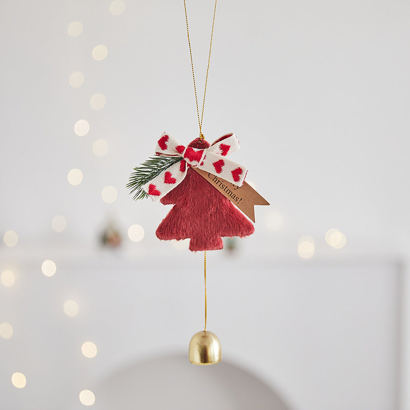 Plush Christmas Tree Ornaments with Jingle Bell Charm