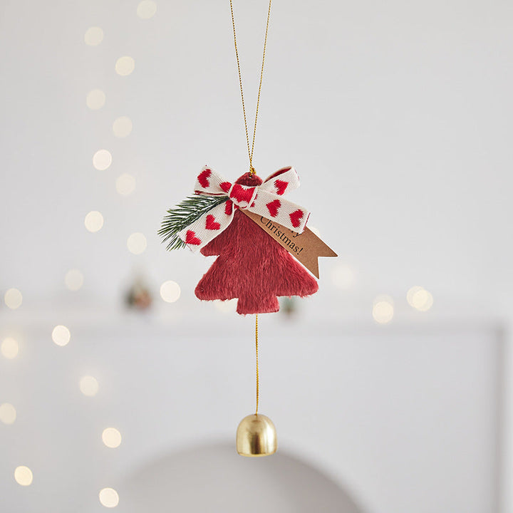 Plush Christmas Tree Ornaments with Jingle Bell Charm
