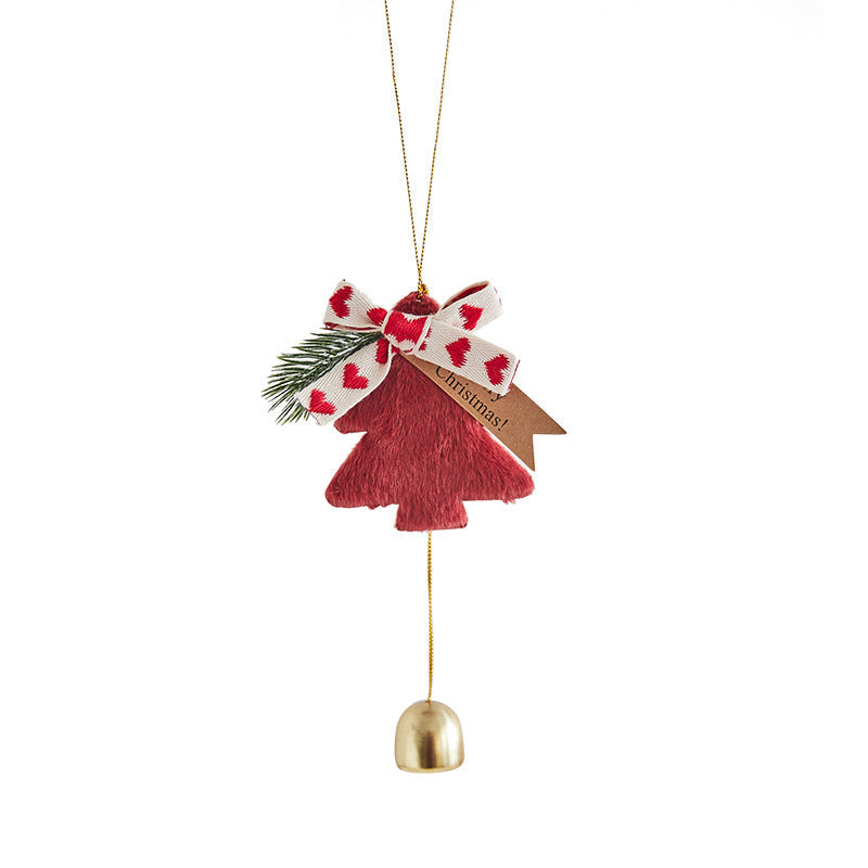 Plush Christmas Tree Ornaments with Jingle Bell Charm