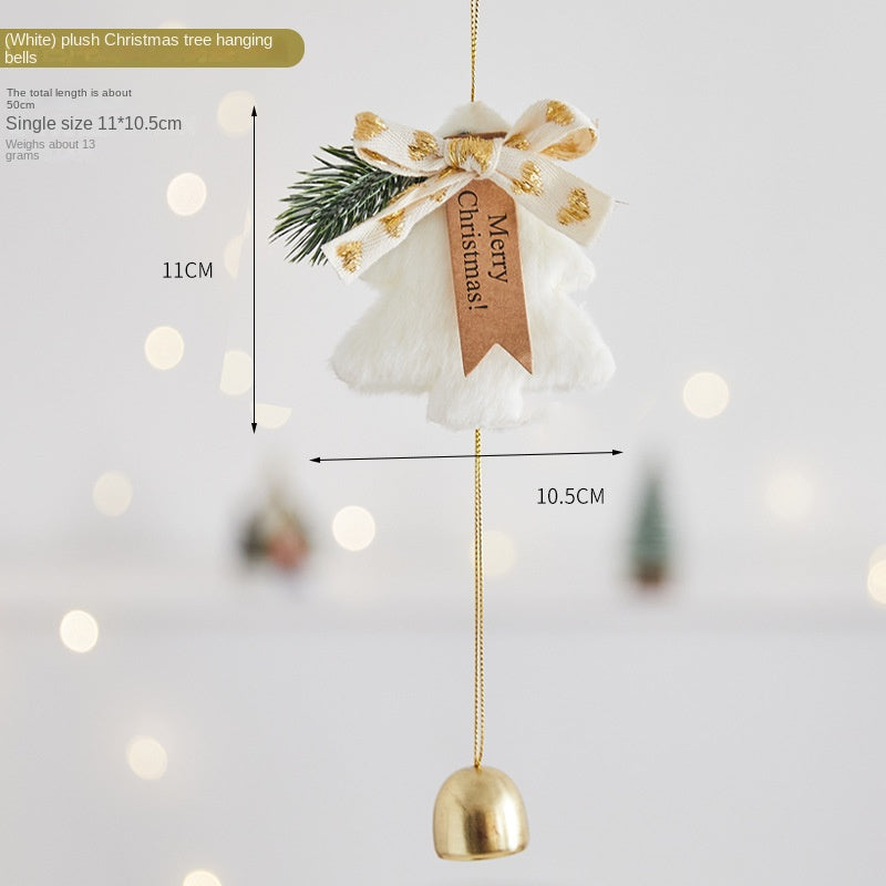 Plush Christmas Tree Ornaments with Jingle Bell Charm