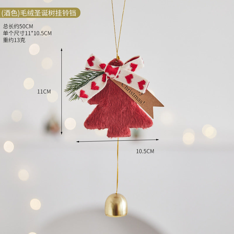 Plush Christmas Tree Ornaments with Jingle Bell Charm
