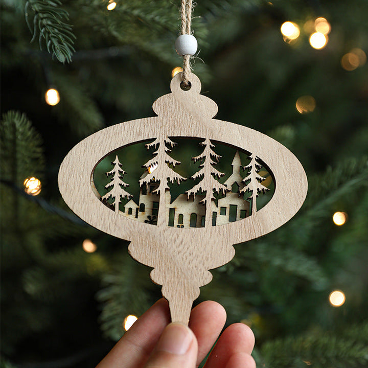 Wooden Christmas Tree Ornaments for Cozy Woodland Decor