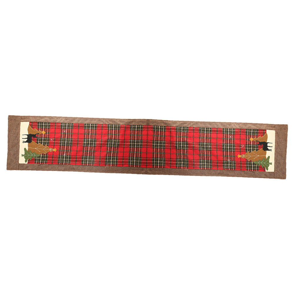 Christmas Table Runner | Rustic Plaid Elk Table Decor