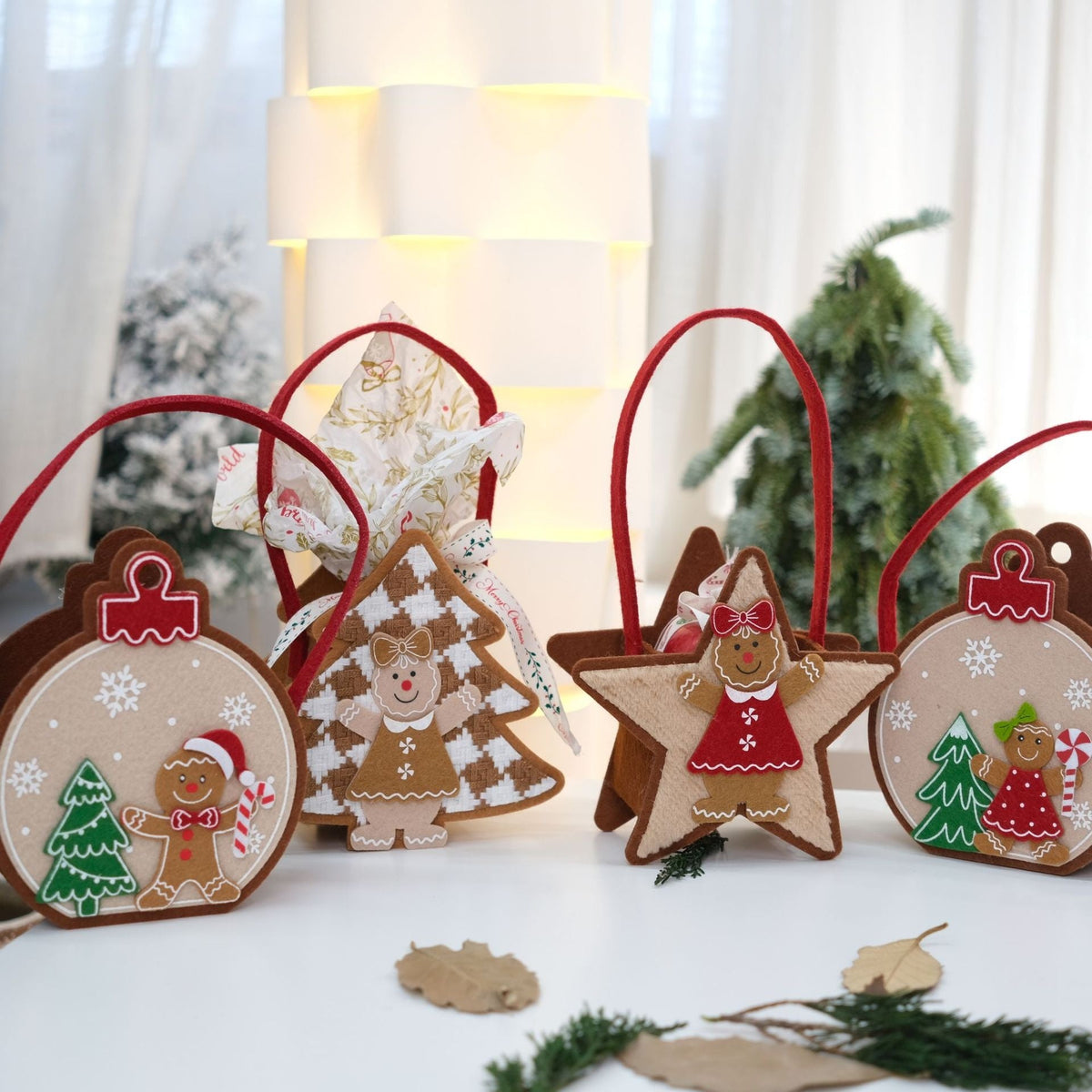 Felt Christmas Gift Bags Set of 3, Reusable Decor