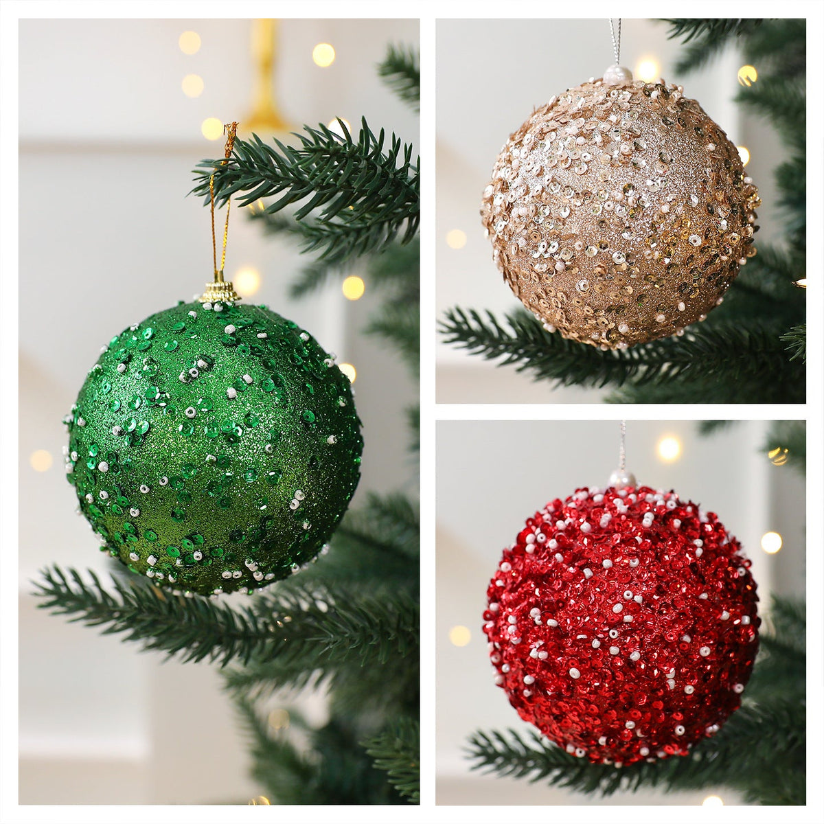 Christmas Tree Ornaments 10cm for Sparkling Holiday Decor
