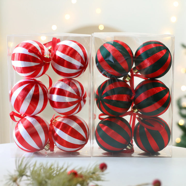 Christmas Tree Ornaments 8cm | Coordinated Striped Decor