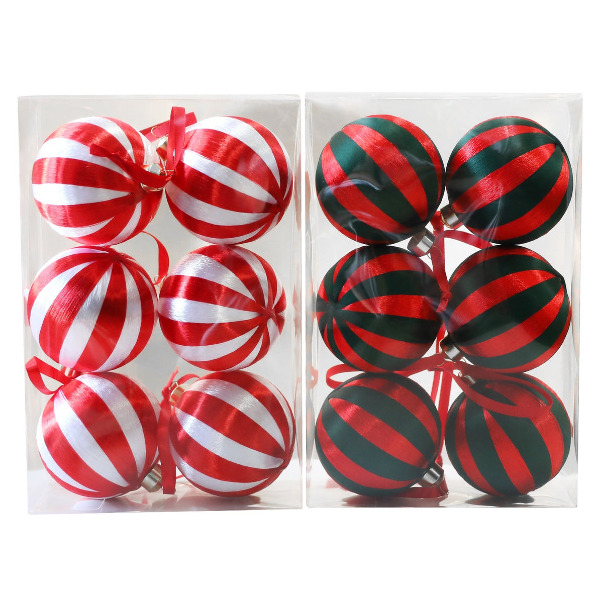 Christmas Tree Ornaments 8cm | Coordinated Striped Decor