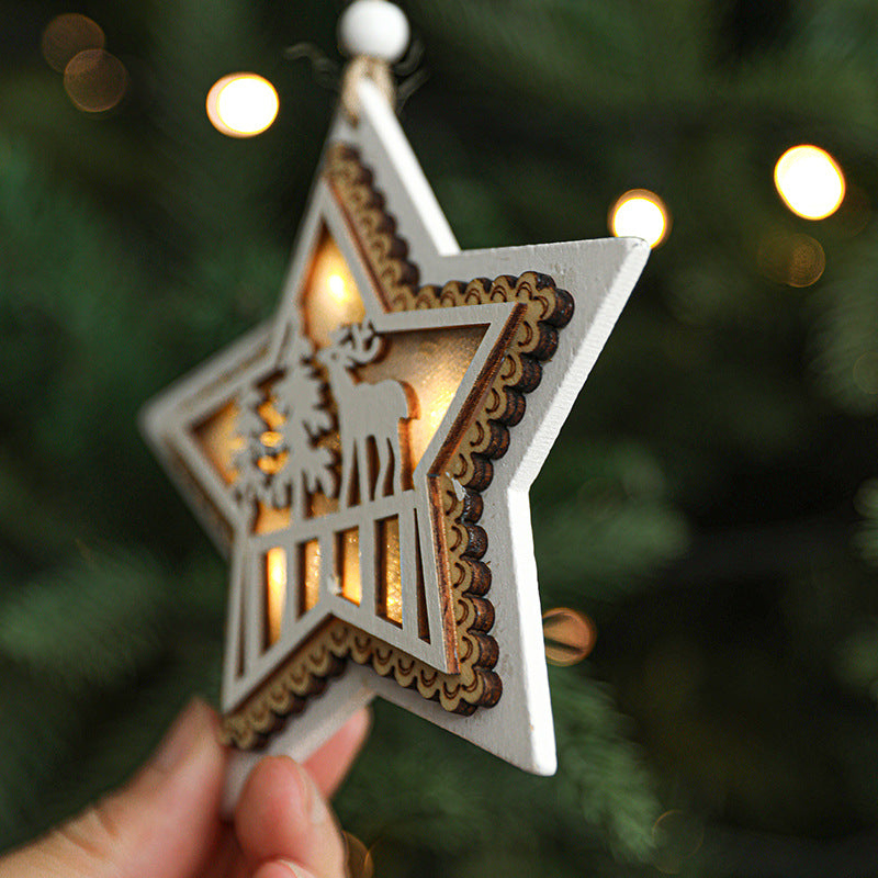 Illuminated Wooden Christmas Ornaments for Cozy Glow