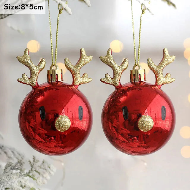 Christmas Tree Ornaments Red Gold White 10-Piece Set