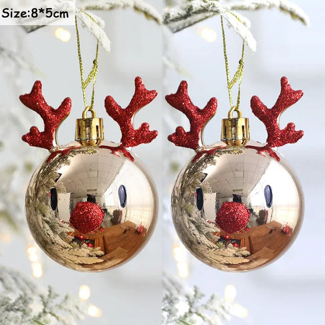 Christmas Tree Ornaments Red Gold White 10-Piece Set