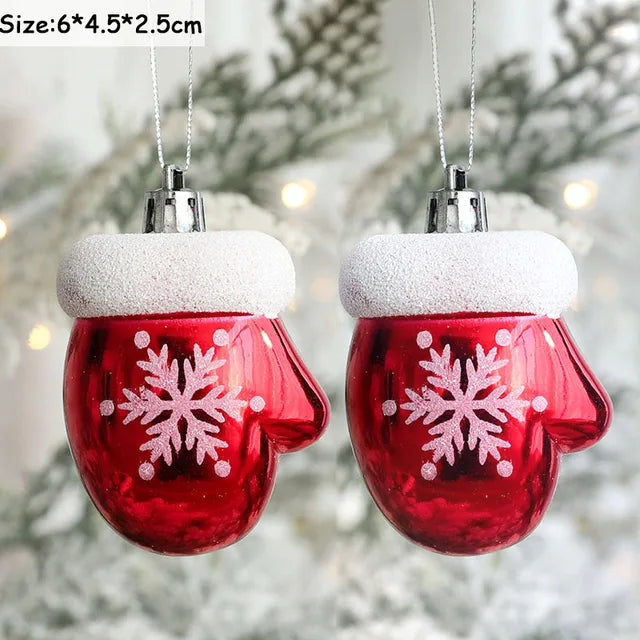 Christmas Tree Ornaments Red Gold White 10-Piece Set