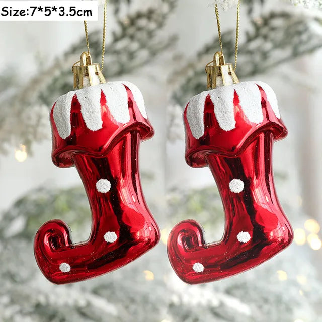 Christmas Tree Ornaments Red Gold White 10-Piece Set