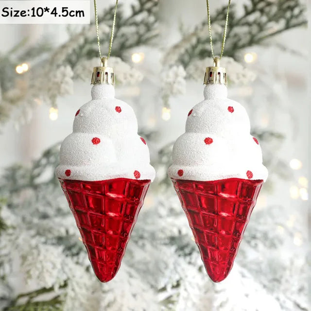 Christmas Tree Ornaments Red Gold White 10-Piece Set