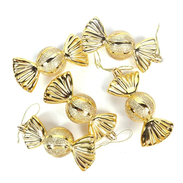 Christmas Tree Ornaments Red Gold White 10-Piece Set