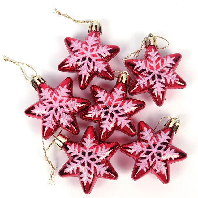 Christmas Tree Ornaments Red Gold White 10-Piece Set
