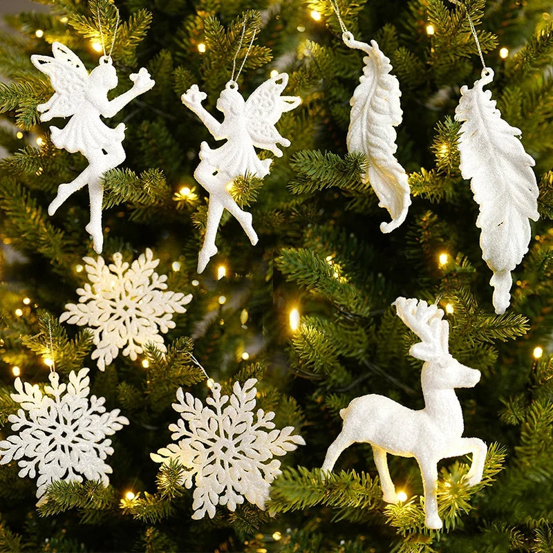 Christmas Tree Ornaments Red Gold White 10-Piece Set