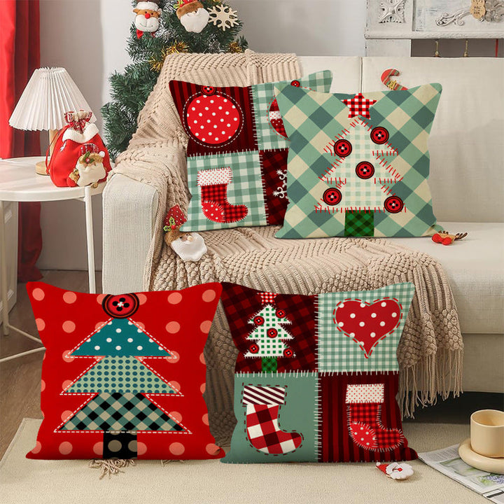 Christmas Pillowcase Cover – Cozy Patchwork Sofa Decor