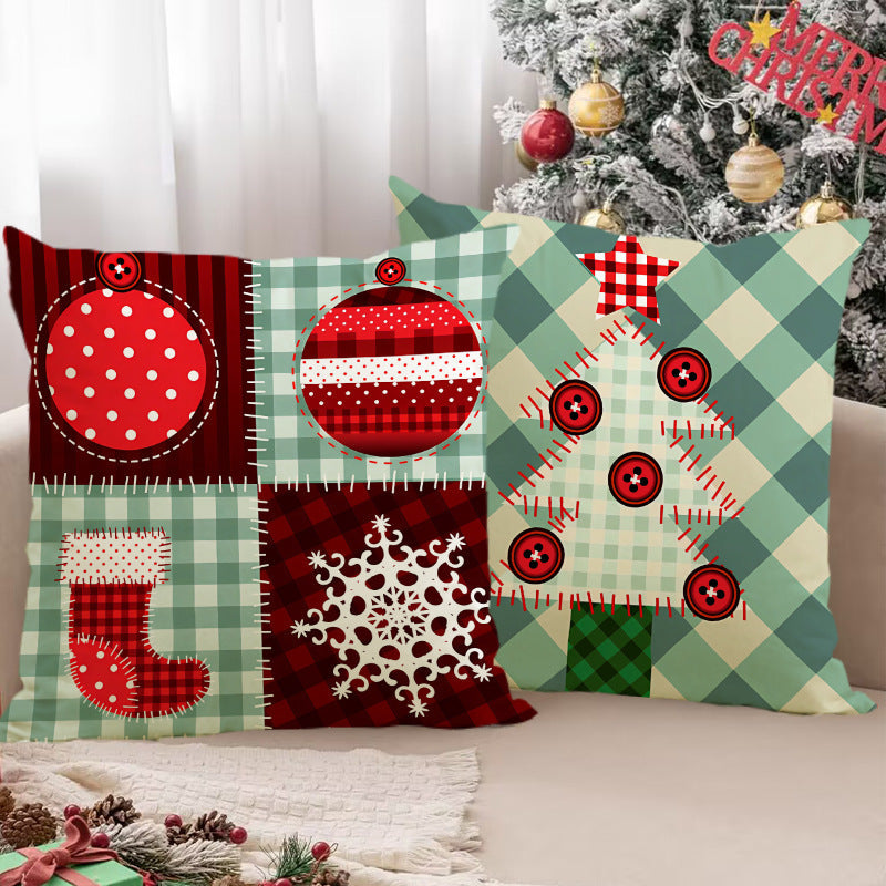 Christmas Pillowcase Cover – Cozy Patchwork Sofa Decor