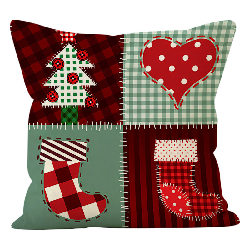 Christmas Pillowcase Cover – Cozy Patchwork Sofa Decor