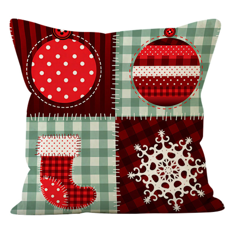 Christmas Pillowcase Cover – Cozy Patchwork Sofa Decor