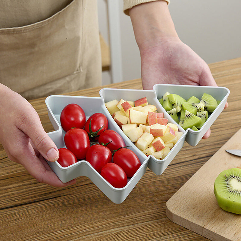 Christmas Tree Snack Tray with Divided Compartments