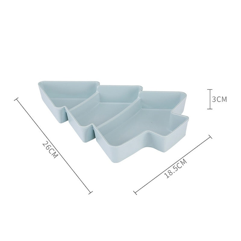 Christmas Tree Snack Tray with Divided Compartments