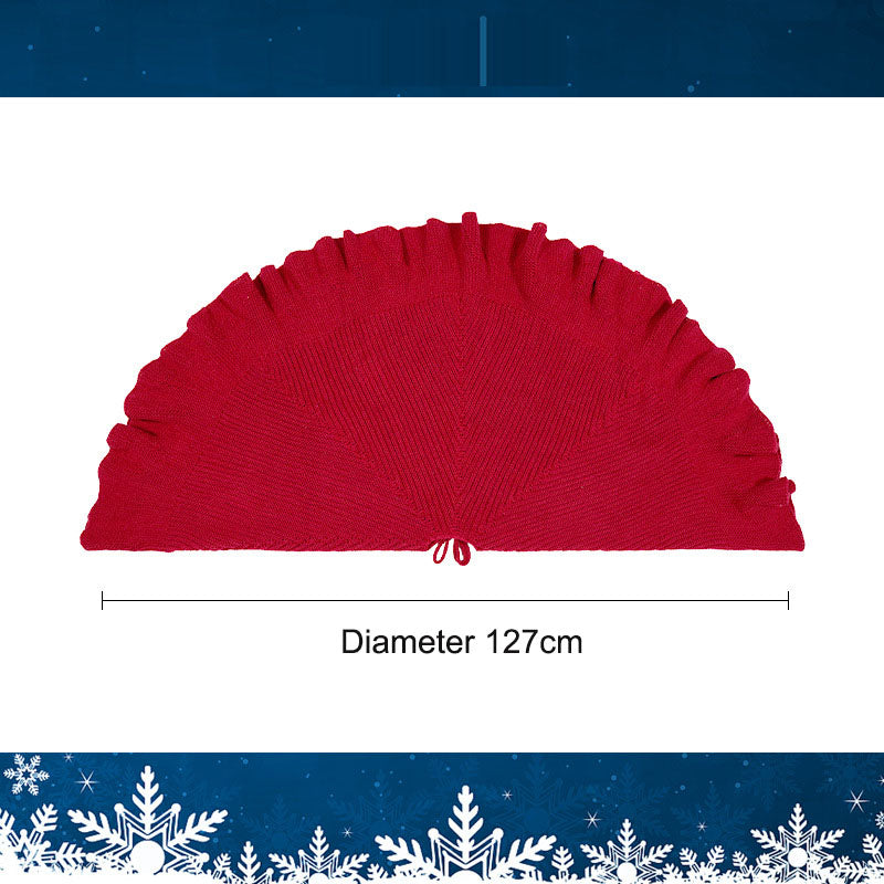 Christmas Tree Skirt With Festive Ruffled Red Edge