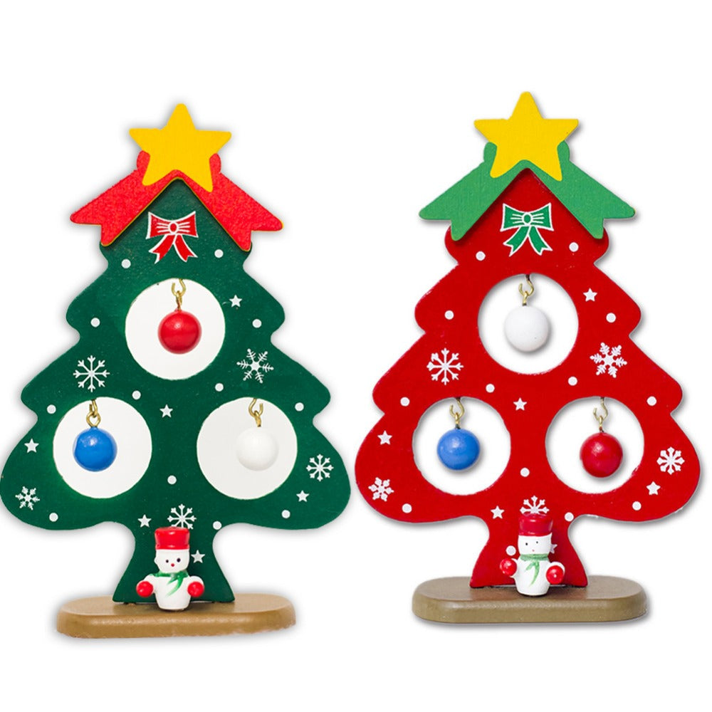 Mini Wooden Christmas Tree Ornaments for Tables