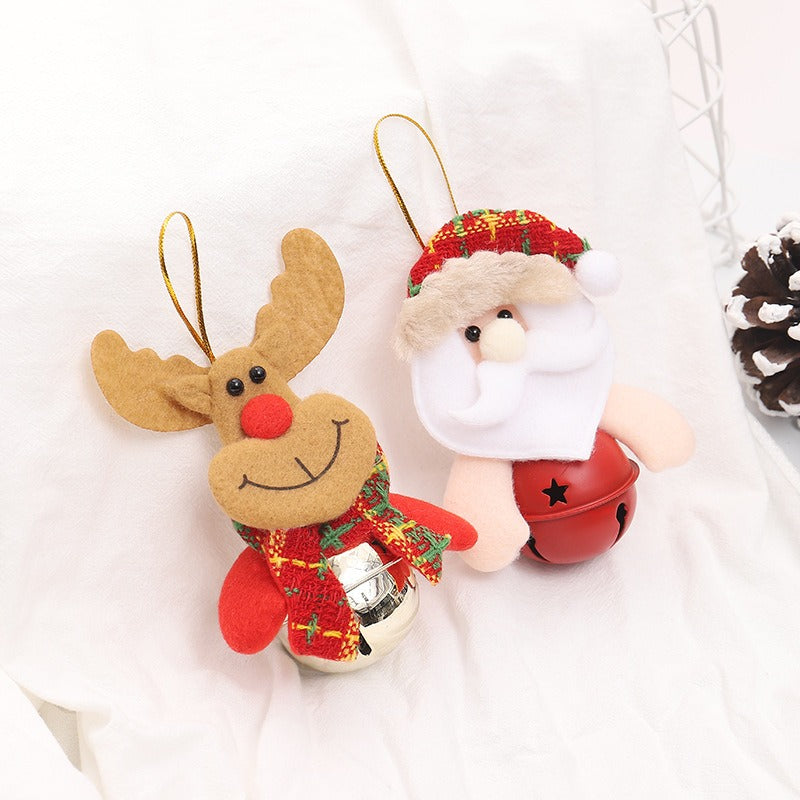 Plush Christmas Tree Ornament with Bell Character Doll