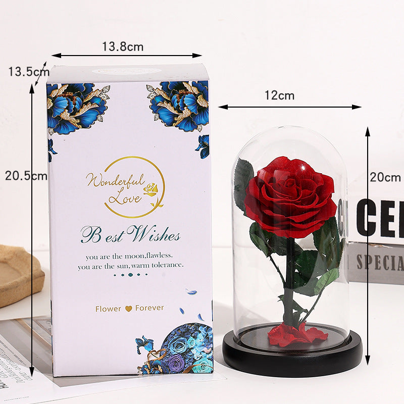 Preserved Red Rose Gift with Glass Dome Romantic Keepsake