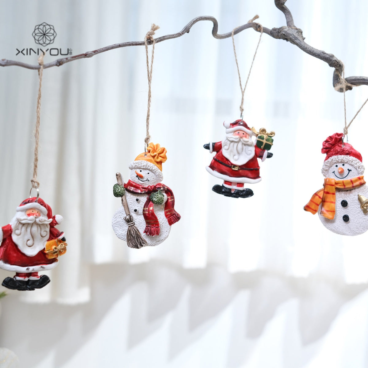 Vintage Santa Snowman Christmas Ornament Set for Trees